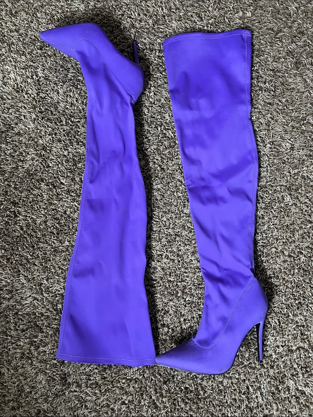 Women's Purple Over-The-Knee Pointed-Toe Stiletto Boots
